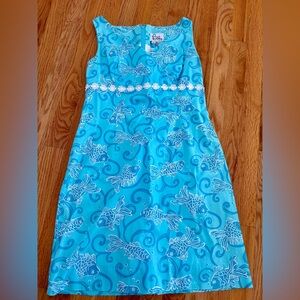 Lilly Pulitzer Size 6 Dress in Havana Blue Marigold Fish Print